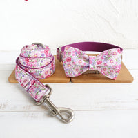 HKM-4469181 Purple Flower Fairy Bow Tie Dog Leash and Collar Set in Various Sizes