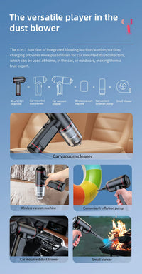 HKM-446931 Portable 2-in-1 Handheld Car Vacuum Cleaner with Blowing and Suction Functions, Wireless and Rechargeable for Home and Office Use