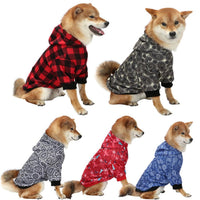 HKM-446931 Thick Fleece-Lined Plaid Hooded Two-Leg Dog Sweater for Winter Wear