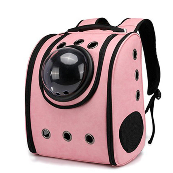 HKM-4469437 Leather Pet Carrier Backpack with Transparent Cover for Dogs and Cats, 13kg Capacity, Available in Multiple Colors