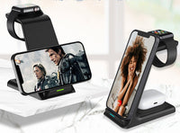 HKM-447059 Three-in-One Vertical Wireless Charger 15W Fast Charging Stand with Type-C Interface