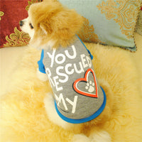 HKM-4471357 Casual Cotton T-Shirt for Puppies in Red and Blue - Summer and Spring Wear