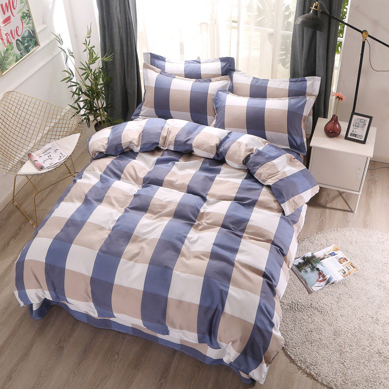 HKM-447187 Four-Piece Bedding Set with Quilt, Bed Sheets, and Pillowcases in Various Sizes
