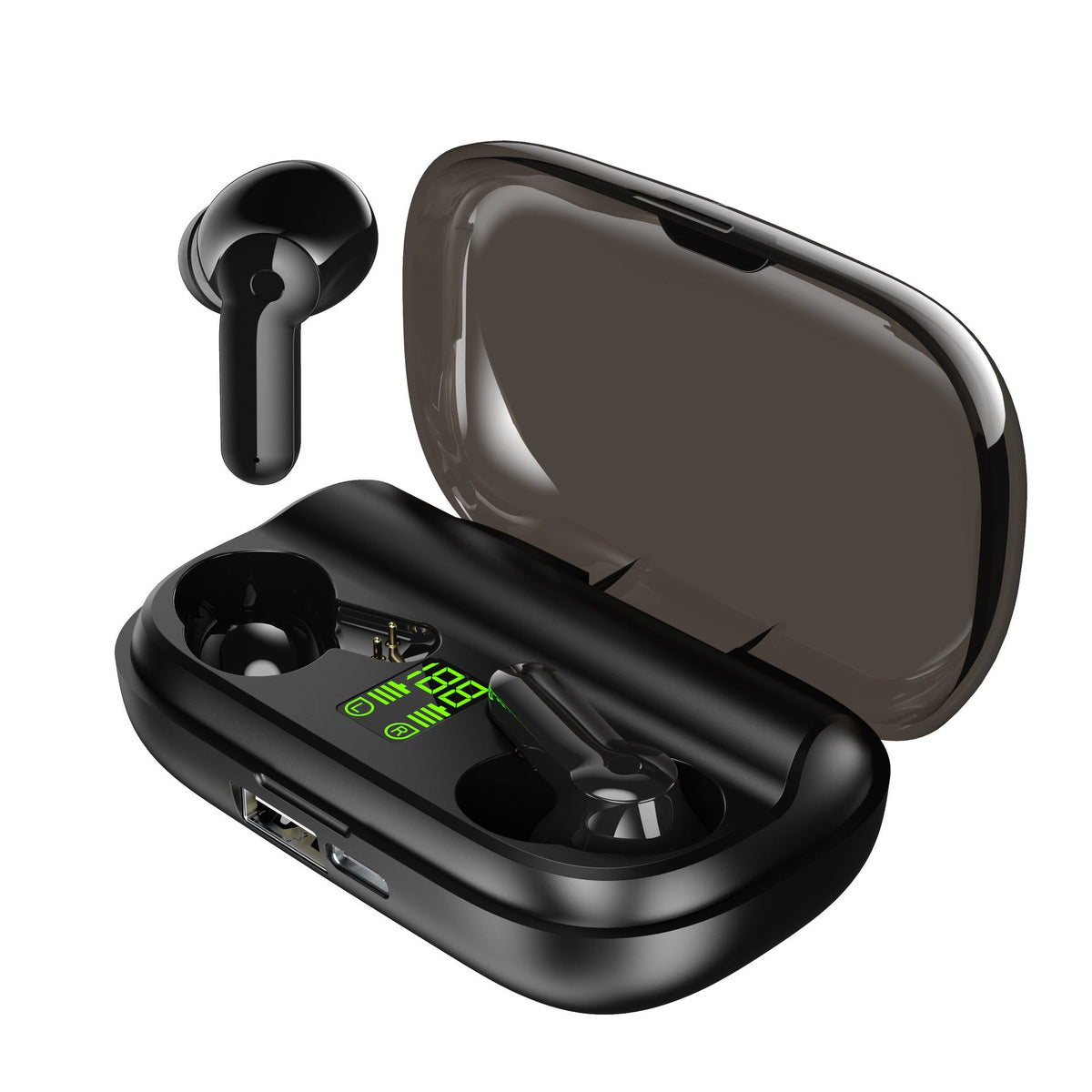 HKM-447251 Wireless Bluetooth Headset XT01 with Charging Case and 60-Day Standby Time, Stereo Sound, Voice Control, and NFC Function