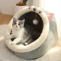 HKM-4473021 Cozy Semi-Enclosed Cat House with Removable Washable Mat - Available in Multiple Sizes and Designs