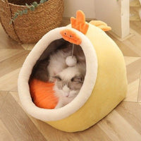HKM-4473021 Cozy Semi-Enclosed Cat House with Removable Washable Mat - Available in Multiple Sizes and Designs