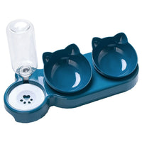 HKM-4473149 Plastic Double Bowl Anti-Roll Cat Feeding Set in Multiple Colors