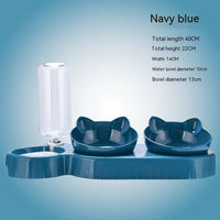 HKM-4473149 Plastic Double Bowl Anti-Roll Cat Feeding Set in Multiple Colors