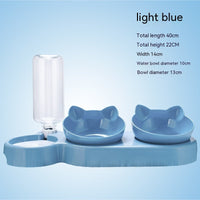 HKM-4473149 Plastic Double Bowl Anti-Roll Cat Feeding Set in Multiple Colors