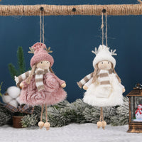 HKM-447315 Wooden Antlers Doll with Beaded Details - Adorable Girls' Christmas Hanging Ornament