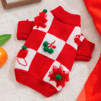 HKM-4473533 Festive Pet Sweater for Autumn and Winter with Elk and Christmas Designs in Multiple Sizes