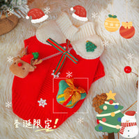 HKM-4473533 Festive Pet Sweater for Autumn and Winter with Elk and Christmas Designs in Multiple Sizes