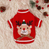 HKM-4473533 Festive Pet Sweater for Autumn and Winter with Elk and Christmas Designs in Multiple Sizes