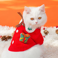 HKM-4473533 Festive Pet Sweater for Autumn and Winter with Elk and Christmas Designs in Multiple Sizes