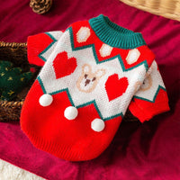 HKM-4473533 Festive Pet Sweater for Autumn and Winter with Elk and Christmas Designs in Multiple Sizes
