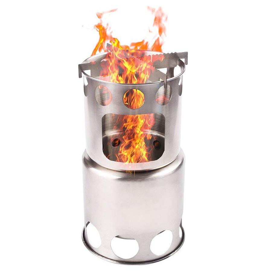 HKM-447379 Stainless Steel Portable Camping Stove Set with Cooking Pot for Outdoor Adventures