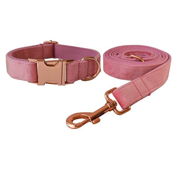 HKM-4474941 Double Layer Microfiber Velvet Dog Collar and Leash Set in Various Sizes and Styles