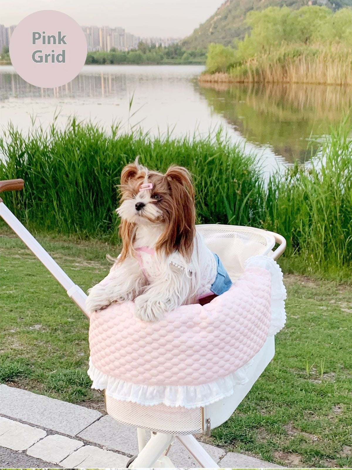 HKM-4475197 Washable Pet Stroller Cushion Set with Removable Pad and Pillow for Cats and Dogs in Various Designs