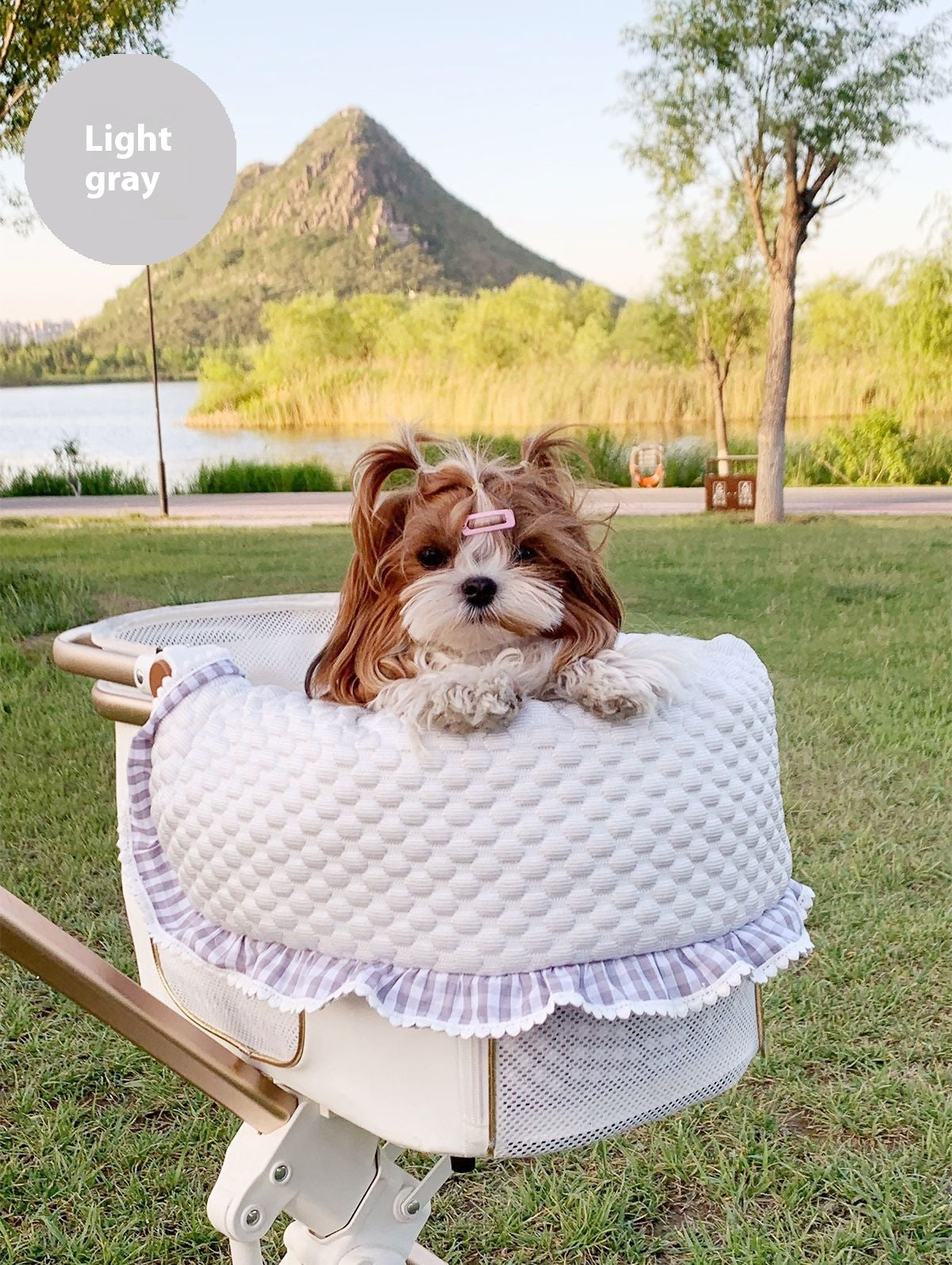 HKM-4475197 Washable Pet Stroller Cushion Set with Removable Pad and Pillow for Cats and Dogs in Various Designs