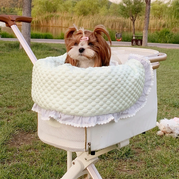HKM-4475197 Washable Pet Stroller Cushion Set with Removable Pad and Pillow for Cats and Dogs in Various Designs