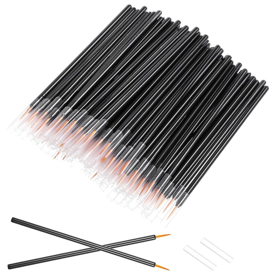 HKM-447571 Ultra-Fine Disposable Eyeliner Brushes - 100-Pack Black Applicators for Precise Make-Up Application