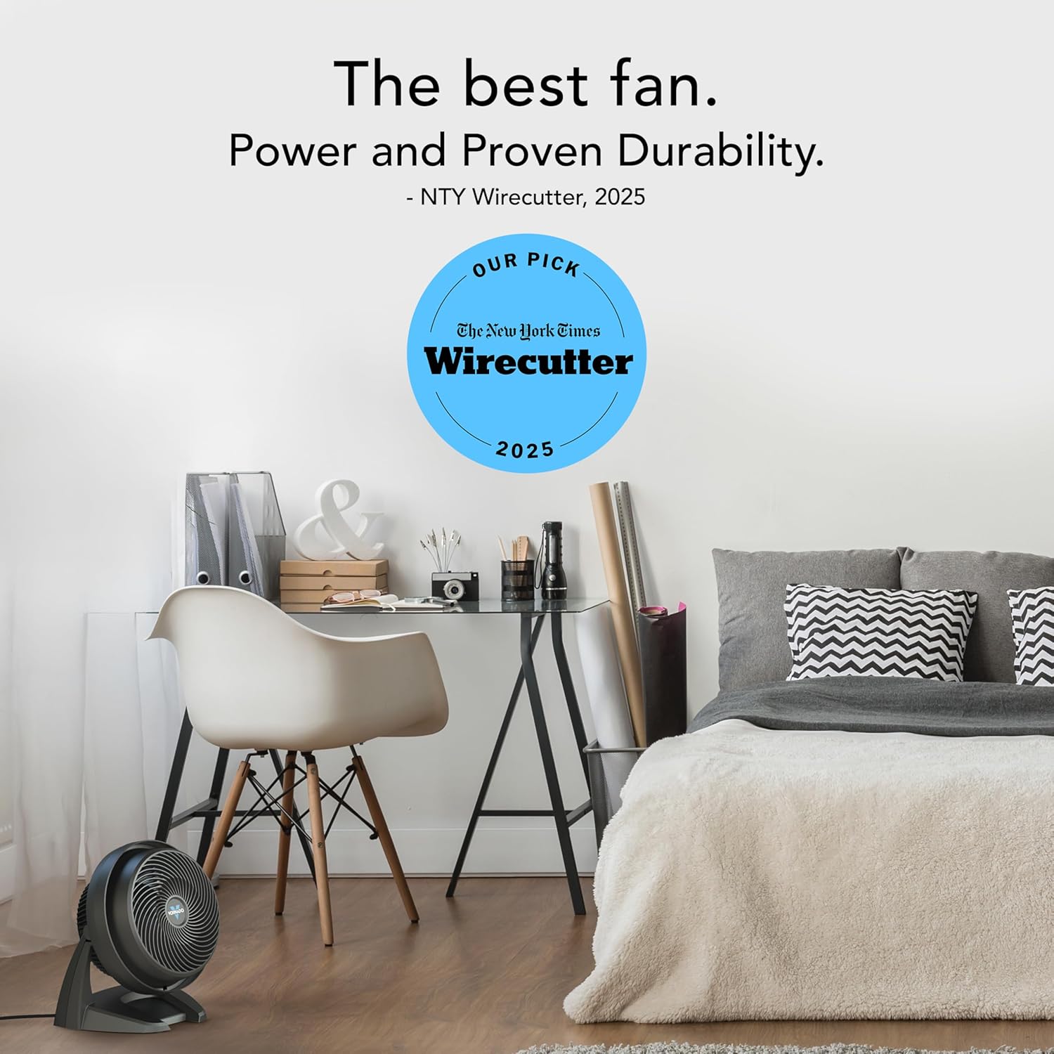 HKM-4476243 630 Mid-Size Whole Room Air Circulator Fan, 3-Speed, Adjustable Tilt Head, 9 in, Black