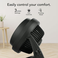 HKM-4476243 630 Mid-Size Whole Room Air Circulator Fan, 3-Speed, Adjustable Tilt Head, 9 in, Black