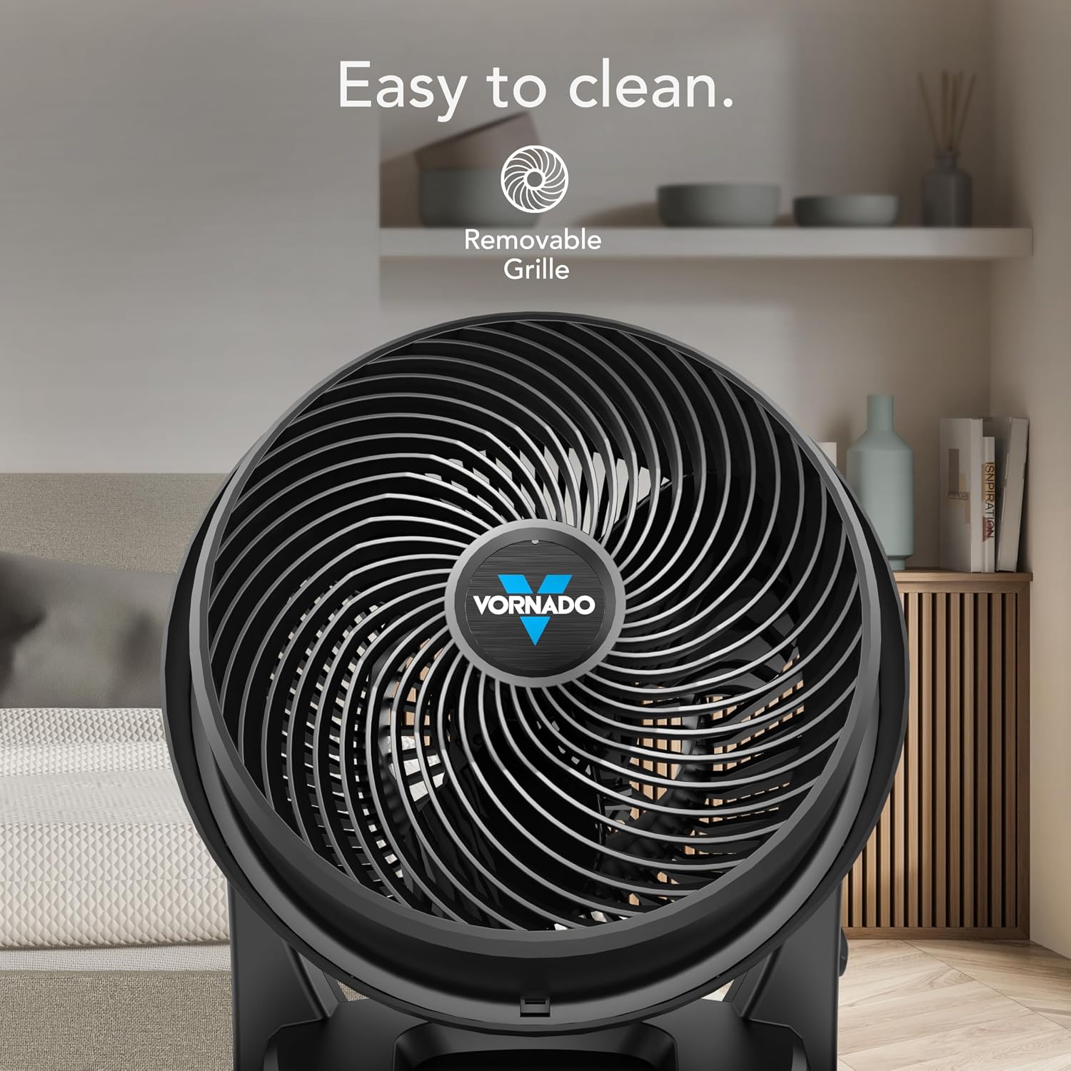 HKM-4476243 630 Mid-Size Whole Room Air Circulator Fan, 3-Speed, Adjustable Tilt Head, 9 in, Black