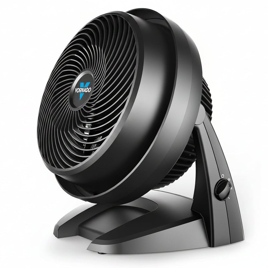 HKM-4476243 630 Mid-Size Whole Room Air Circulator Fan, 3-Speed, Adjustable Tilt Head, 9 in, Black