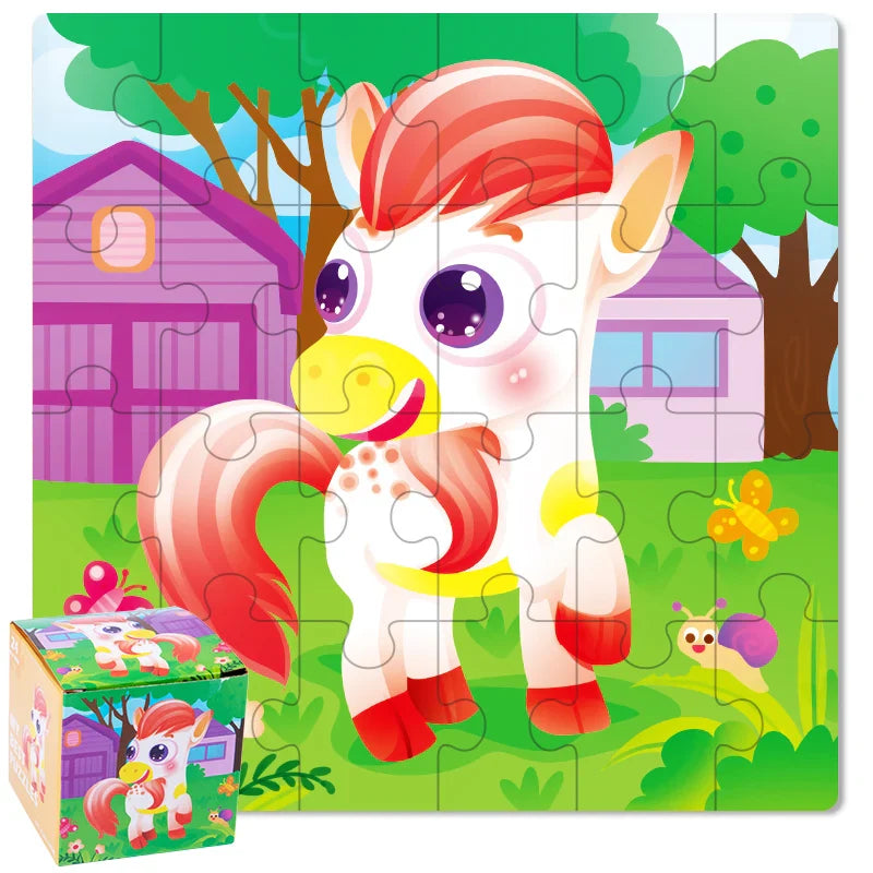 HKM-447635 24-Piece Wooden Jigsaw Puzzle for Early Childhood Education – Classic Montessori Toy for Babies, Kids, Boys and Girls