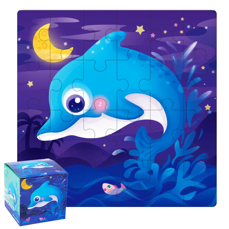 HKM-447635 24-Piece Wooden Jigsaw Puzzle for Early Childhood Education – Classic Montessori Toy for Babies, Kids, Boys and Girls