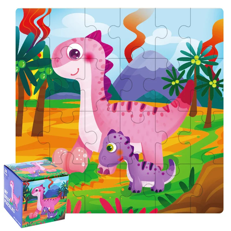 HKM-447635 24-Piece Wooden Jigsaw Puzzle for Early Childhood Education – Classic Montessori Toy for Babies, Kids, Boys and Girls