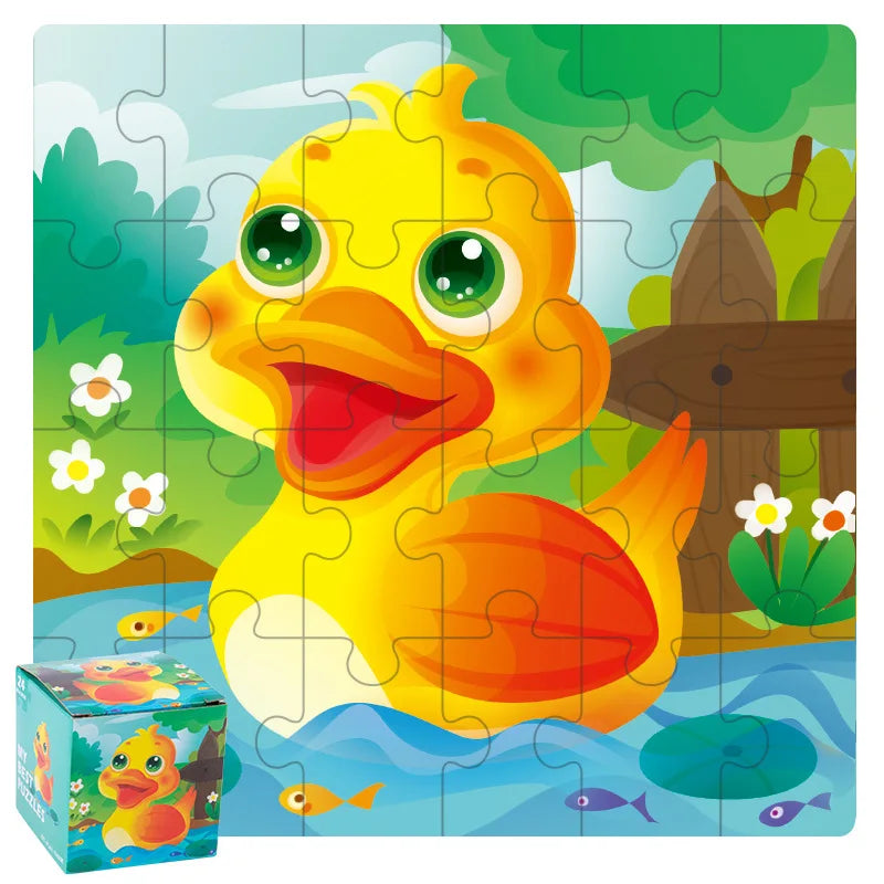 HKM-447635 24-Piece Wooden Jigsaw Puzzle for Early Childhood Education – Classic Montessori Toy for Babies, Kids, Boys and Girls