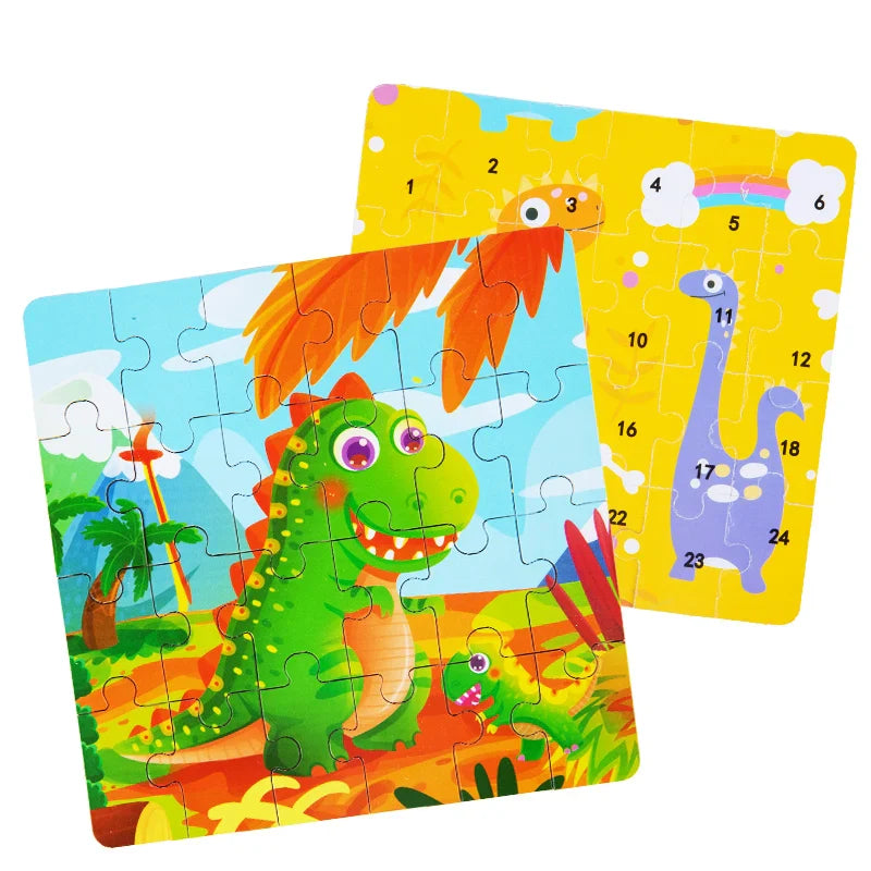 HKM-447635 24-Piece Wooden Jigsaw Puzzle for Early Childhood Education – Classic Montessori Toy for Babies, Kids, Boys and Girls