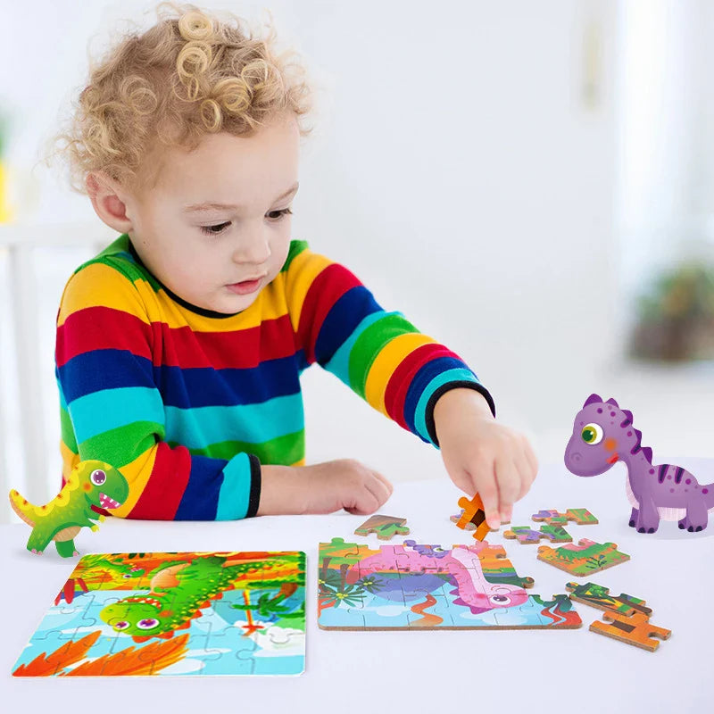 HKM-447635 24-Piece Wooden Jigsaw Puzzle for Early Childhood Education – Classic Montessori Toy for Babies, Kids, Boys and Girls