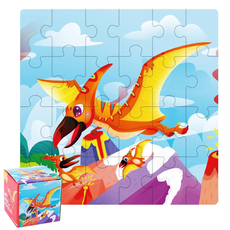 HKM-447635 24-Piece Wooden Jigsaw Puzzle for Early Childhood Education – Classic Montessori Toy for Babies, Kids, Boys and Girls