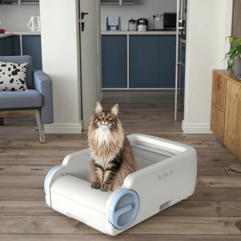 HKM-447635 Self-Cleaning Cat Litter Box with Anti-Slip Base and Odor Control Features, Large Capacity