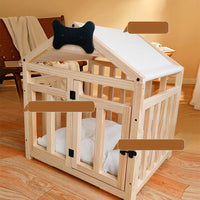 HKM-4477373 Solid Wood Indoor Doghouse with Removable Washable Cover, Breathable and Comfortable Design