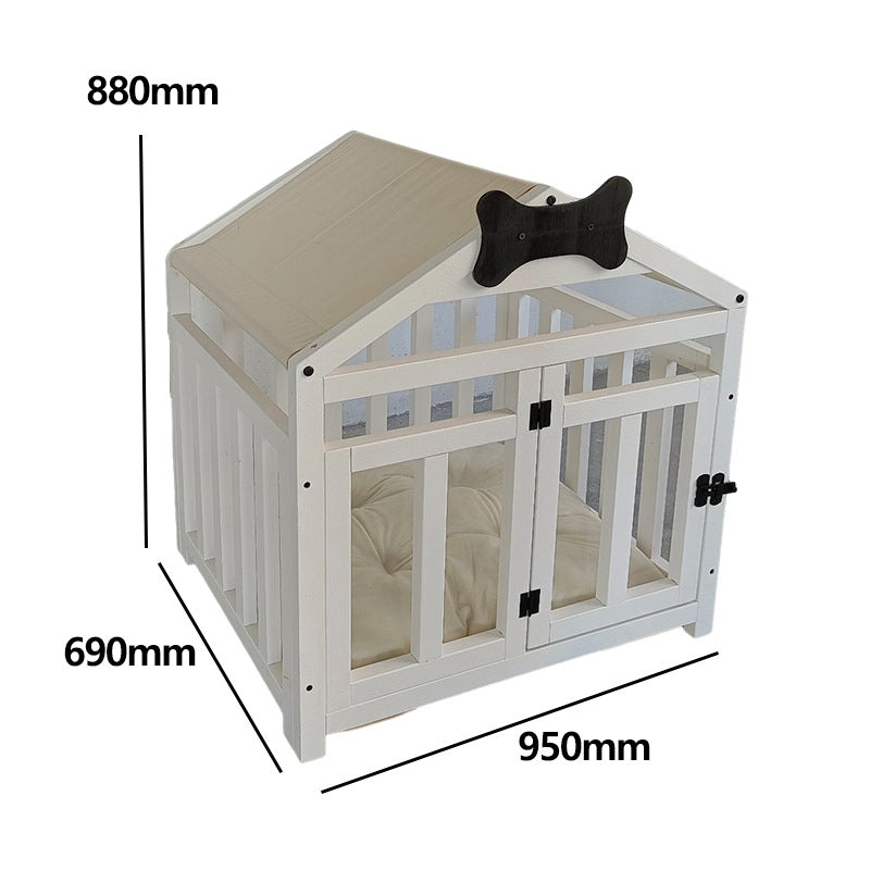 HKM-4477373 Solid Wood Indoor Doghouse with Removable Washable Cover, Breathable and Comfortable Design