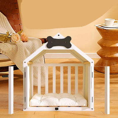 HKM-4477373 Solid Wood Indoor Doghouse with Removable Washable Cover, Breathable and Comfortable Design