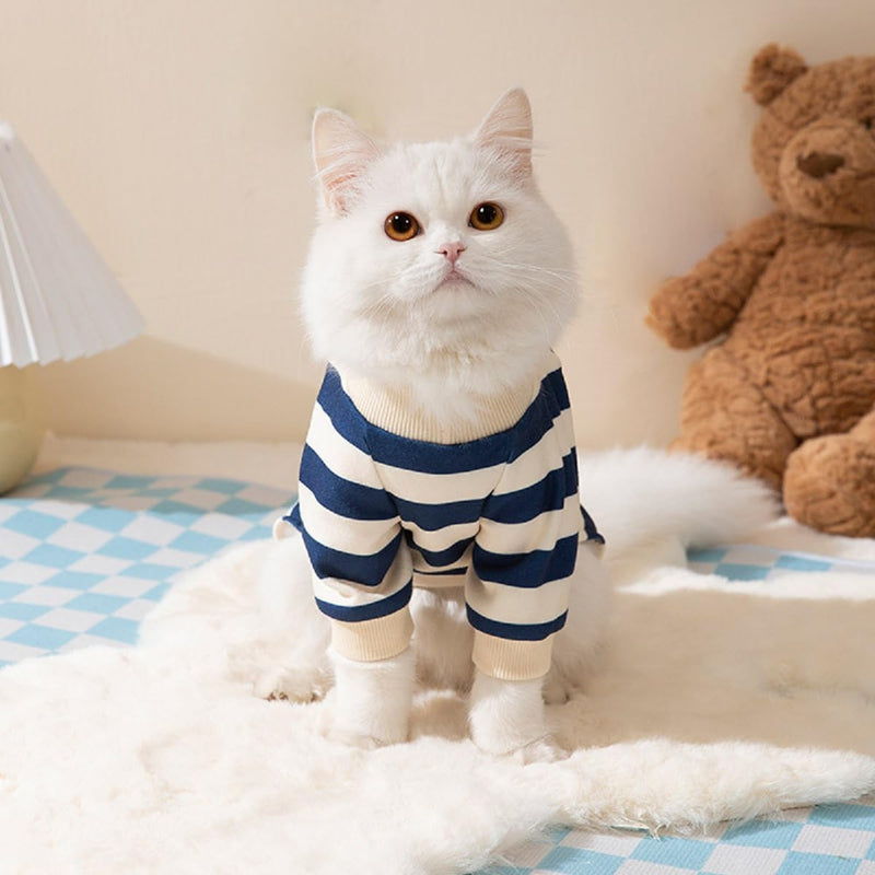 HKM-4477501 Cute Striped Bear Dog Pajamas for Autumn and Winter - Soft, Comfortable Four-Legged Pet Outfit