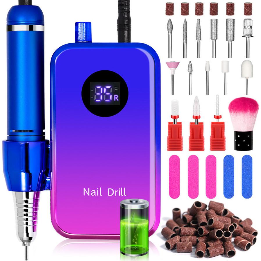 HKM-447827 Portable Rechargeable Nail Polishing Machine with Long Standby Time and High Power, Available in Champagne, Green, and Blue