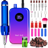 HKM-447827 Portable Rechargeable Nail Polishing Machine with Long Standby Time and High Power, Available in Champagne, Green, and Blue