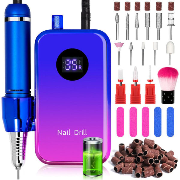 HKM-447827 Portable Rechargeable Nail Polishing Machine with Long Standby Time and High Power, Available in Champagne, Green, and Blue