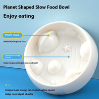 HKM-4478909 Planet Shape Non-slip Slow Feeding Bowl for Dogs, White, 20cm Diameter