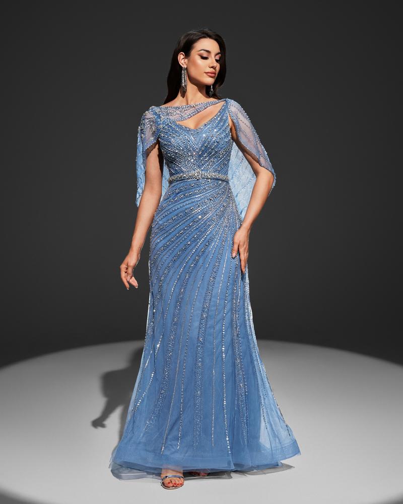 HKM-447891 Elegant Blue Evening Gown for Women - Style EZ25078
