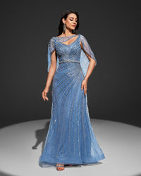 HKM-447891 Elegant Blue Evening Gown for Women - Style EZ25078