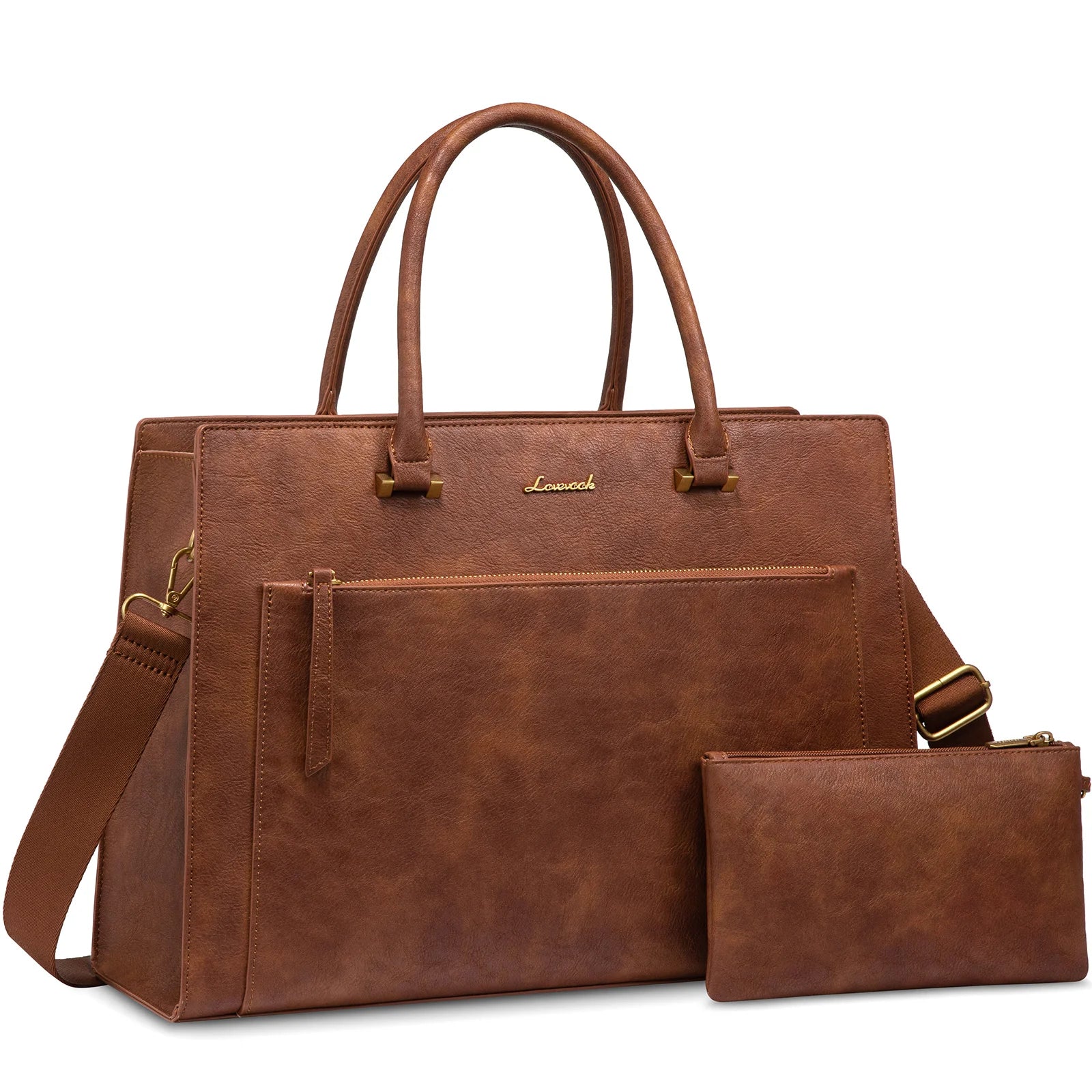 HKM-447891 Stylish 15.6in PU Leather Laptop Tote Bag for Women - Versatile Office & Work Use