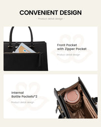 HKM-447891 Stylish 15.6in PU Leather Laptop Tote Bag for Women - Versatile Office & Work Use