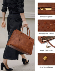 HKM-447891 Stylish 15.6in PU Leather Laptop Tote Bag for Women - Versatile Office & Work Use